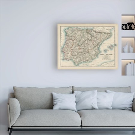 Trademark Fine Art Johnston 'Johnstons Map of Spain And Portugal' Canvas Art, 35x47 WAG14884-C3547GG